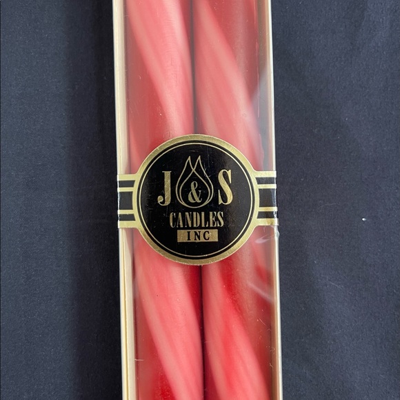 J&S Candles Inc Box of 2 Handcrafted Candy Cane Red Candles - 11.5” USED. - Picture 2 of 5